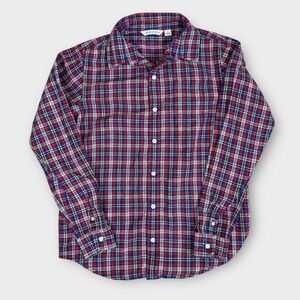 Janie and Jack Plaid Button Up Shirt Kids Size 12 Red Blue Yellow Long Sleeve